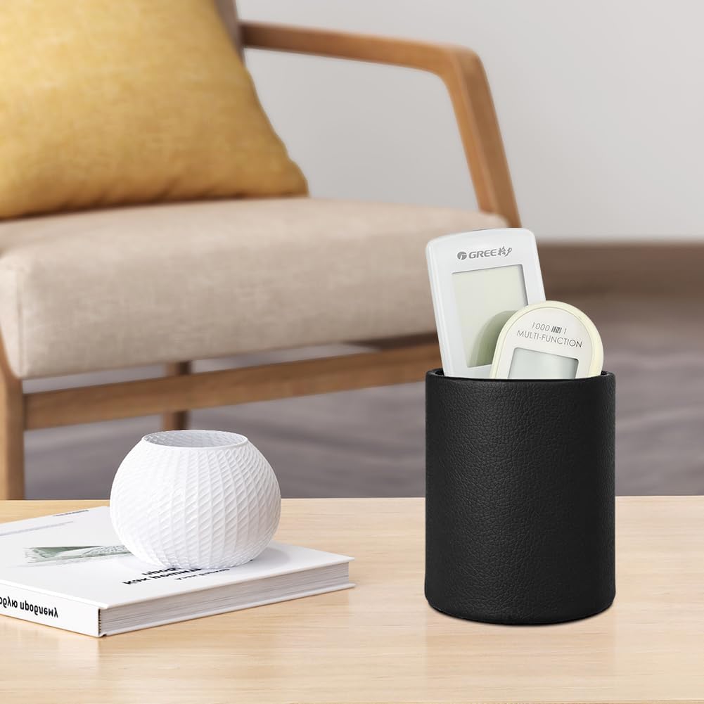 Pen Holder for Desk Pencil Organizer Cute Cup Holders Aesthetic (Black, 3.94" x3.15" x3.15")