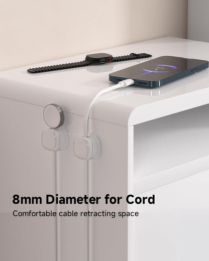 9 Pack Cord Organizer, Spring Cable Management, Adhesive Cute Cable Holder Clips, Phone Charger Wire Keeper for Desk Nightstand Car Office (9-Pack White_Orange_Blue)