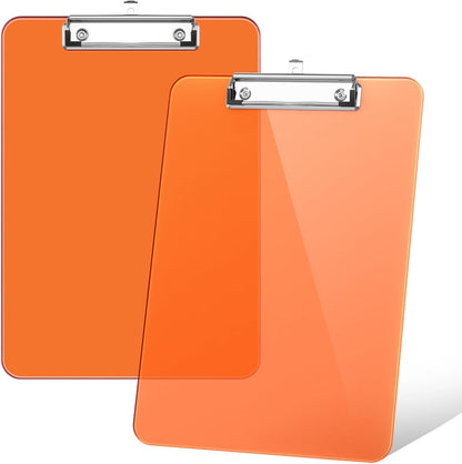 Rimilak 8.5 x 11 Plastic Clipboards Set of 2, Low Profile Metal Clip, Translucent Board, 12.5 x 9 in Letter Size, Office Supply, Back to School, Purple