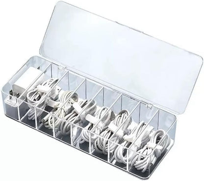 2Pcs cord organizer box, 10.2 x 3.5 x 2.2in, Desktop Cord Organizer with Compartments (2)