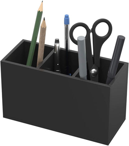 NIUBEE Acrylic Pen Holder 4 Compartments, Clear Pencil Organizer Cup for Countertop Desk Accessory Storage