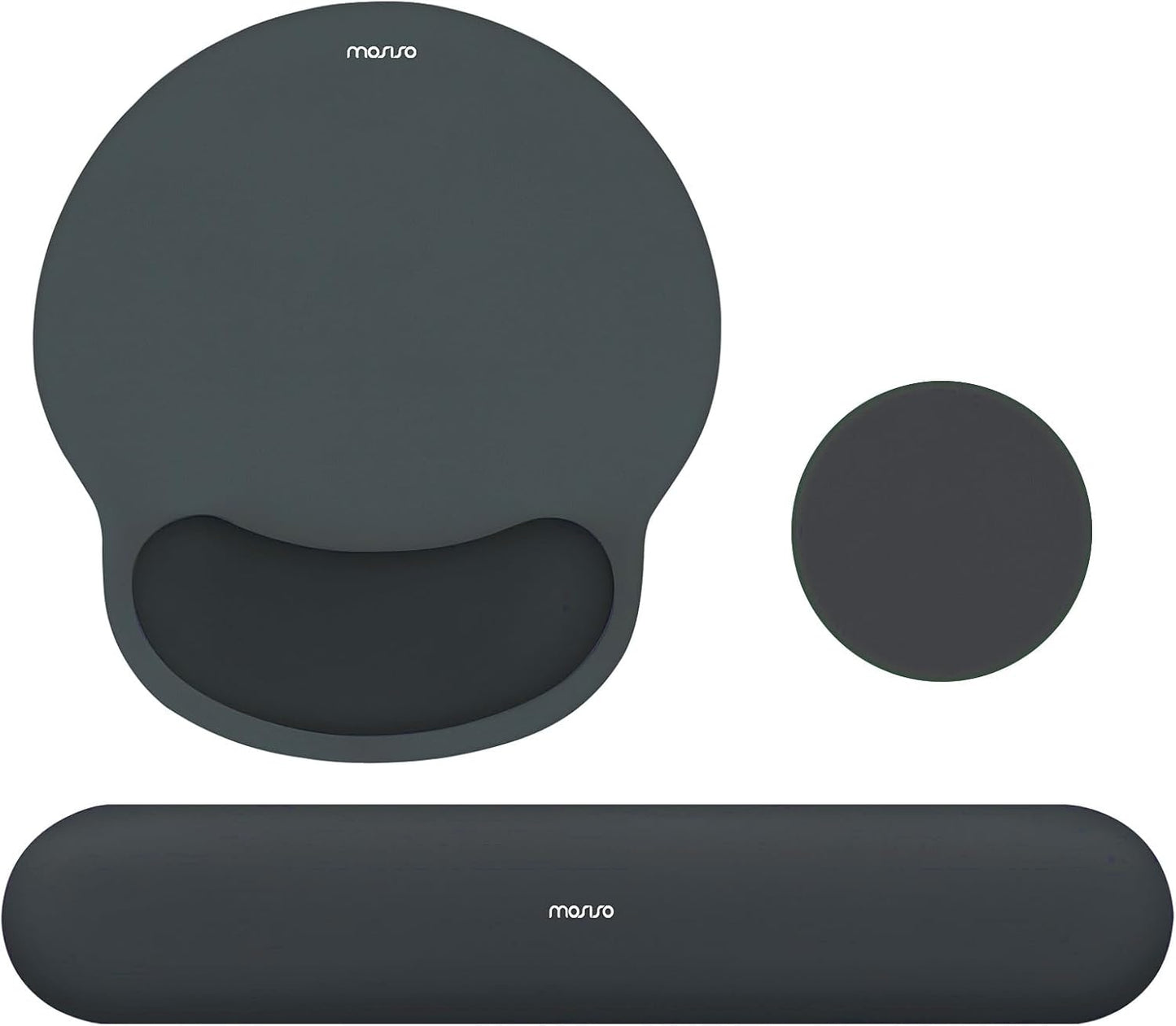 MOSISO Wrist Rest Support for Mouse Pad&Keyboard Set, Circle Curved Ergonomic Mousepad&Coaster Non-Slip Base Home/Office Pain Relief&Easy Typing Pad with Soft Cloth&Silicone Lining, Antique Green