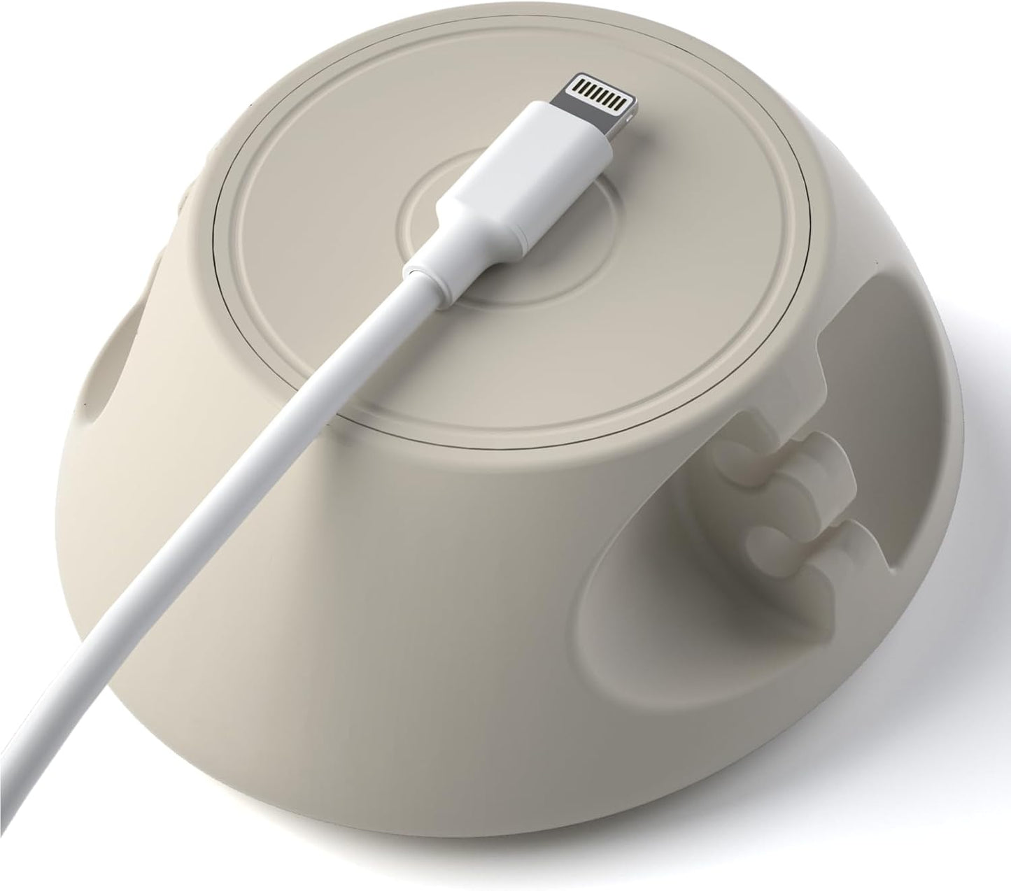 SOOoEC [N52 Ultra-Strong Snap-On Magnetic Cord Holder, Weighted Desktop Cable Organizer, Premium Liquid Silicone, No Collars Needed for iPhone & USB-C, Dual-Side Slots, Beige