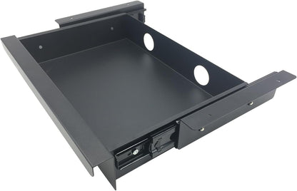 Under Desk Mounted Sliding Pull-Out Drawer for Office Desk W 19.2" x D 13.4" Storage Organizer for Sit Stand Workstation, Metal, Black (Large)