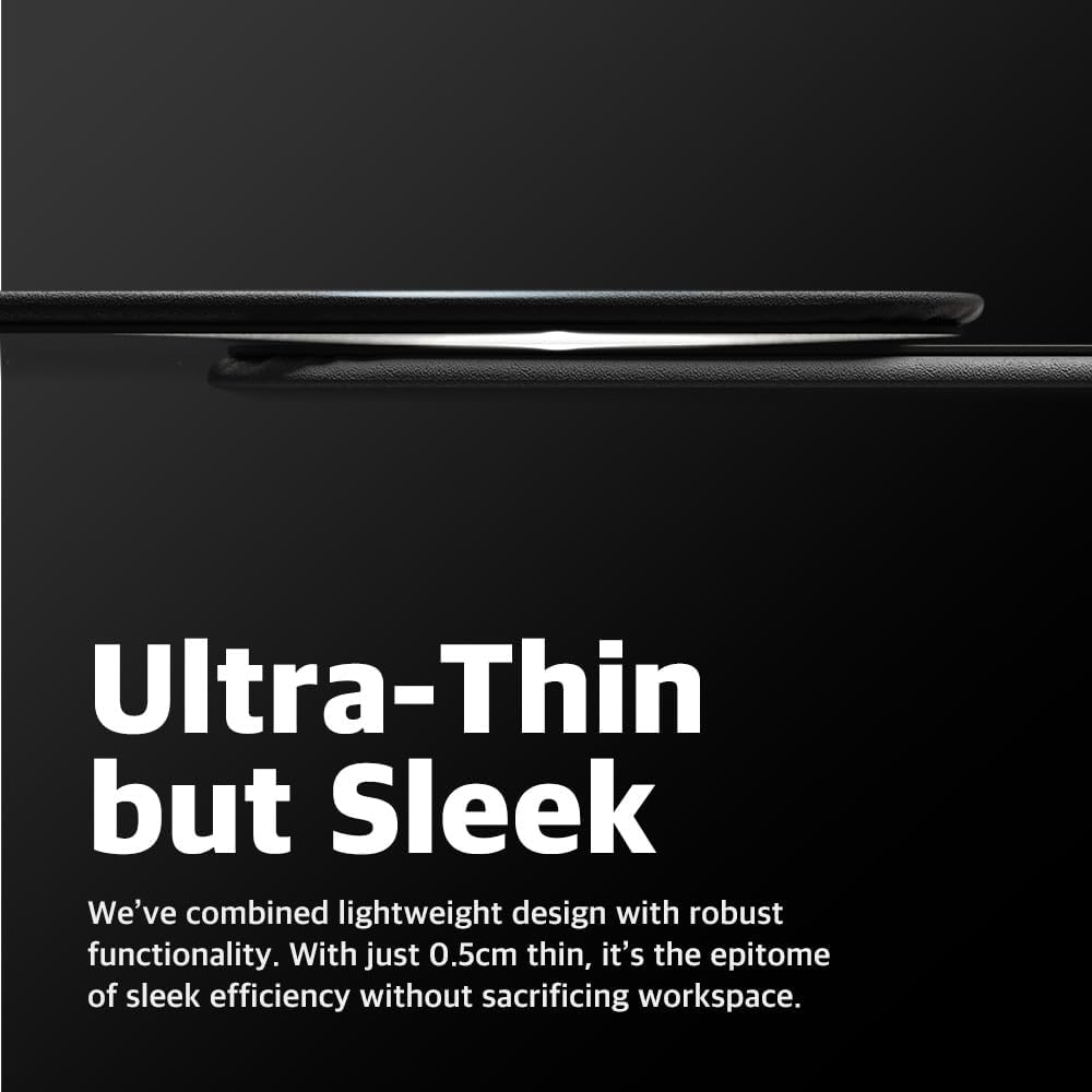 POUT H3 Wireless Charging Mouse Pad – Qi-Enabled Fast Charger Built into Sleek Desk Mat, Compatible with Phones, Earbuds & More(Dust Gray)