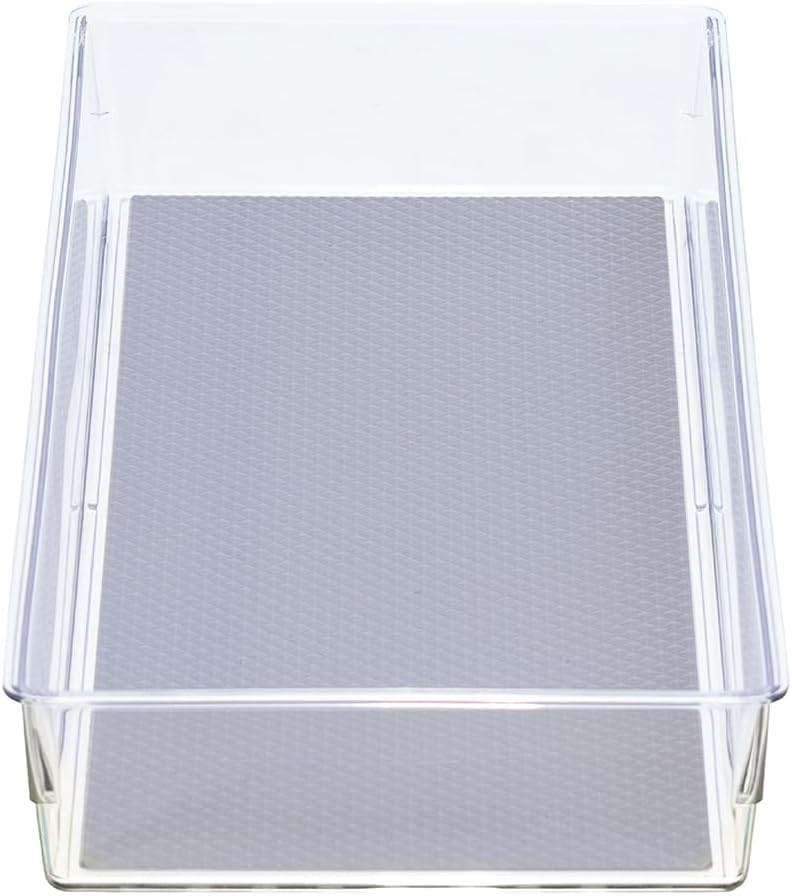 Glad Drawer Organizer Bin, 15x9 - Divided Clear Plastic Storage Tray for Junk Drawers, Kitchen Utensils, Bathroom Vanity, and Organizing Pantry - BPA Free, Food Safe, Non Slip