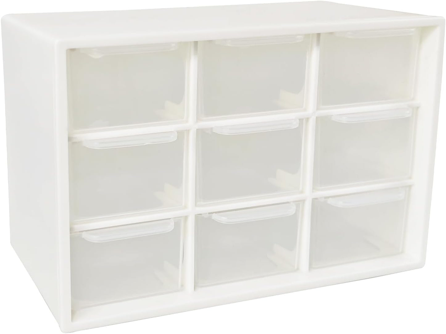Small Drawer Organizer for Desk, 7.1" x 3.8" x 4.6" Mini Desktop Drawer Organizer with 9 Clear Drawers, Compact Craft & Office Supplies Organizer for Home School (Pink)