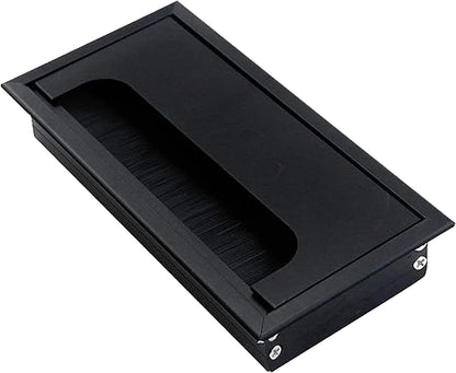 DZS ELEC Computer Desk Cable Management Aluminium Alloy Cable Box Rectangular Washer Metal Hole Cover 160x80mm Organise Office Equipment Conference Table Accessories Black
