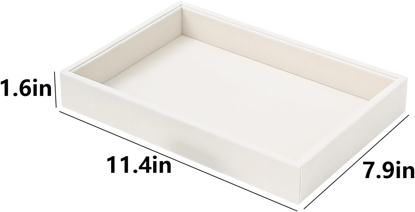 Bedside Organizer - Multi-use Nightstand & Desk-top Catchall Tray for Jewelry, Sunglasses, Phone, Watch, Perfume, Lipstick (Beige 3Grid)