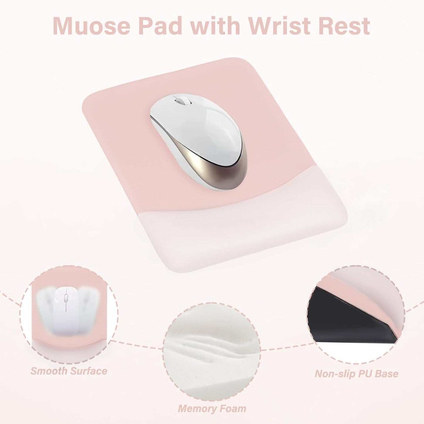 MOSISO Wrist Rest Support for Mouse Pad&Keyboard Set, Rectangular Ergonomic Mousepad Non-Slip Base Home/Office Pain Relief&Easy Typing Pad with Neoprene Cloth&Raised Silicone Lining, Green
