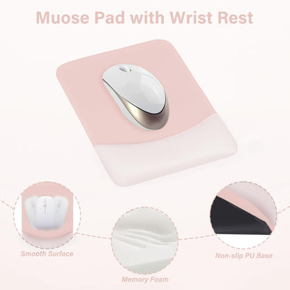 MOSISO Wrist Rest Support for Mouse Pad&Keyboard Set, Rectangular Ergonomic Mousepad Non-Slip Base Home/Office Pain Relief&Easy Typing Pad with Neoprene Cloth&Raised Silicone Lining, Green