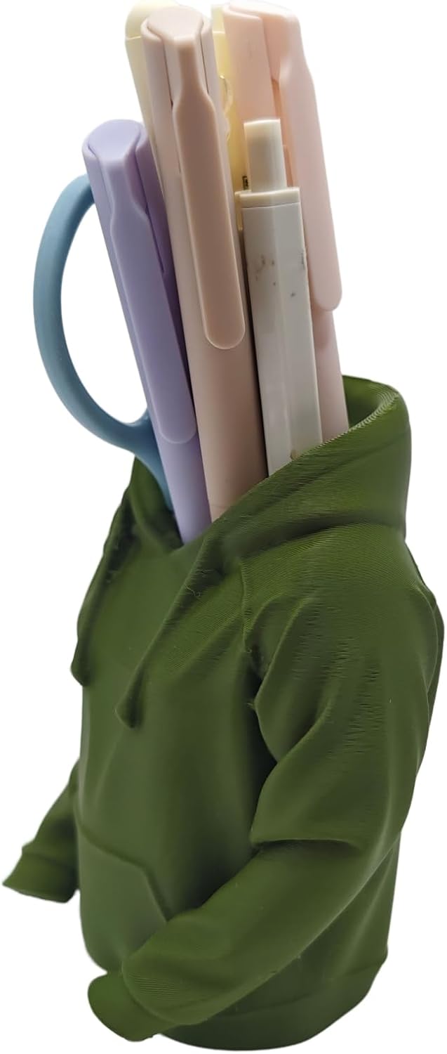 TIME&TRAVE Unique Sweatshirt Pen Holder for Desk, Creative Pencil Holder Desk Organizers, Office Supplies Decorations Idea Gift for Men Women Kids(Yellow)