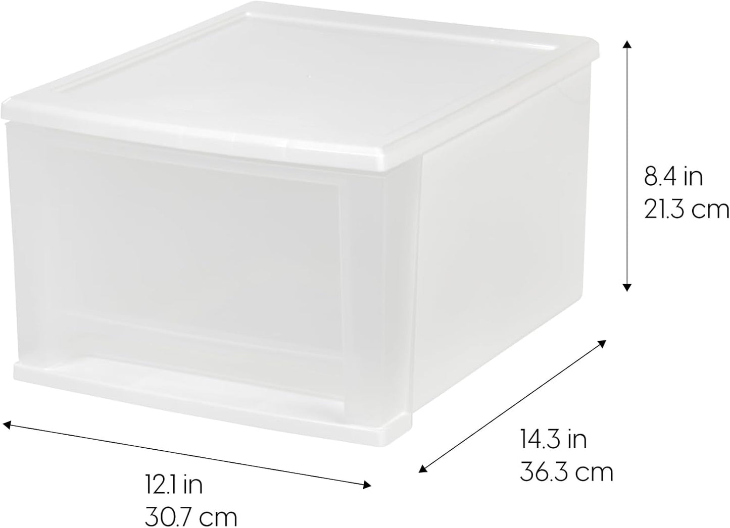 IRIS USA 47 Qt. Extra-Large Stackable Storage Drawer Plastic Drawer Organizer with Clear Doors, for Pantry Bedroom Closet Kitchen Under-Sink Home and Office De-Clutter Shoes and Crafts, White, 2-Pack