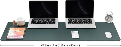 Cork Desk Mat - Dual-Sided Desk Pad for Office and Home - Desk Organization and Accessories - Ideal for Large Mouse Pad and Desk Mats on Top of Desks(Dark Green,90cmx 43cm)