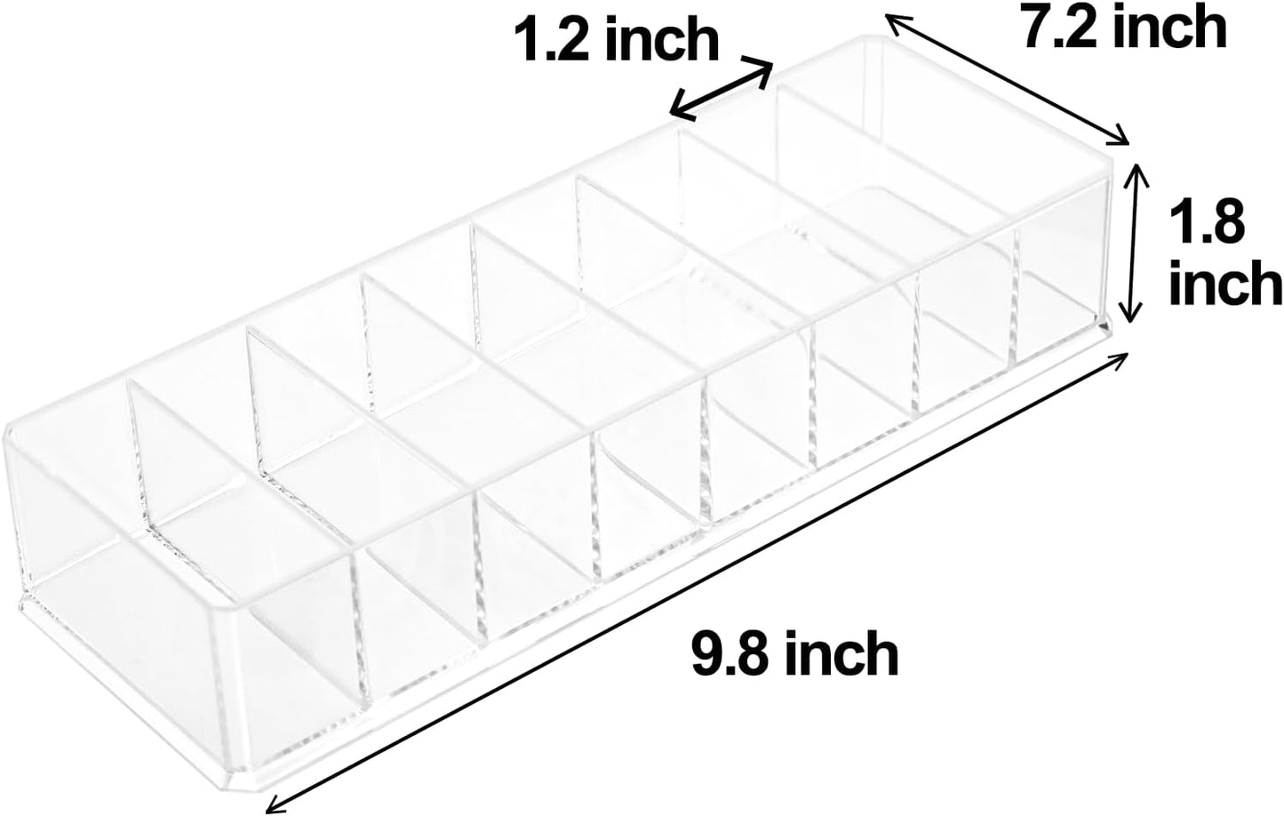 ZEXALOR Clear Drawer Organizer, 6 Sections Eyeglass Sunglasses Organizer Holder, Drawer Dividers Office Desk Tray Bathroom Makeup Jewelry Trays (14×7×1.2")