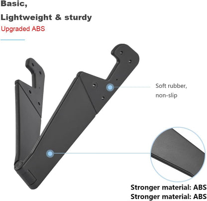 3 Pack Portable Cell Phone Stand for Desk, 【Upgraded Material】 Universal Pocket-Sized Foldable Small Mobile Phone Holder, V Smartphone Kickstand Mount Compatible with iPhone IPads Kindle Android-Black