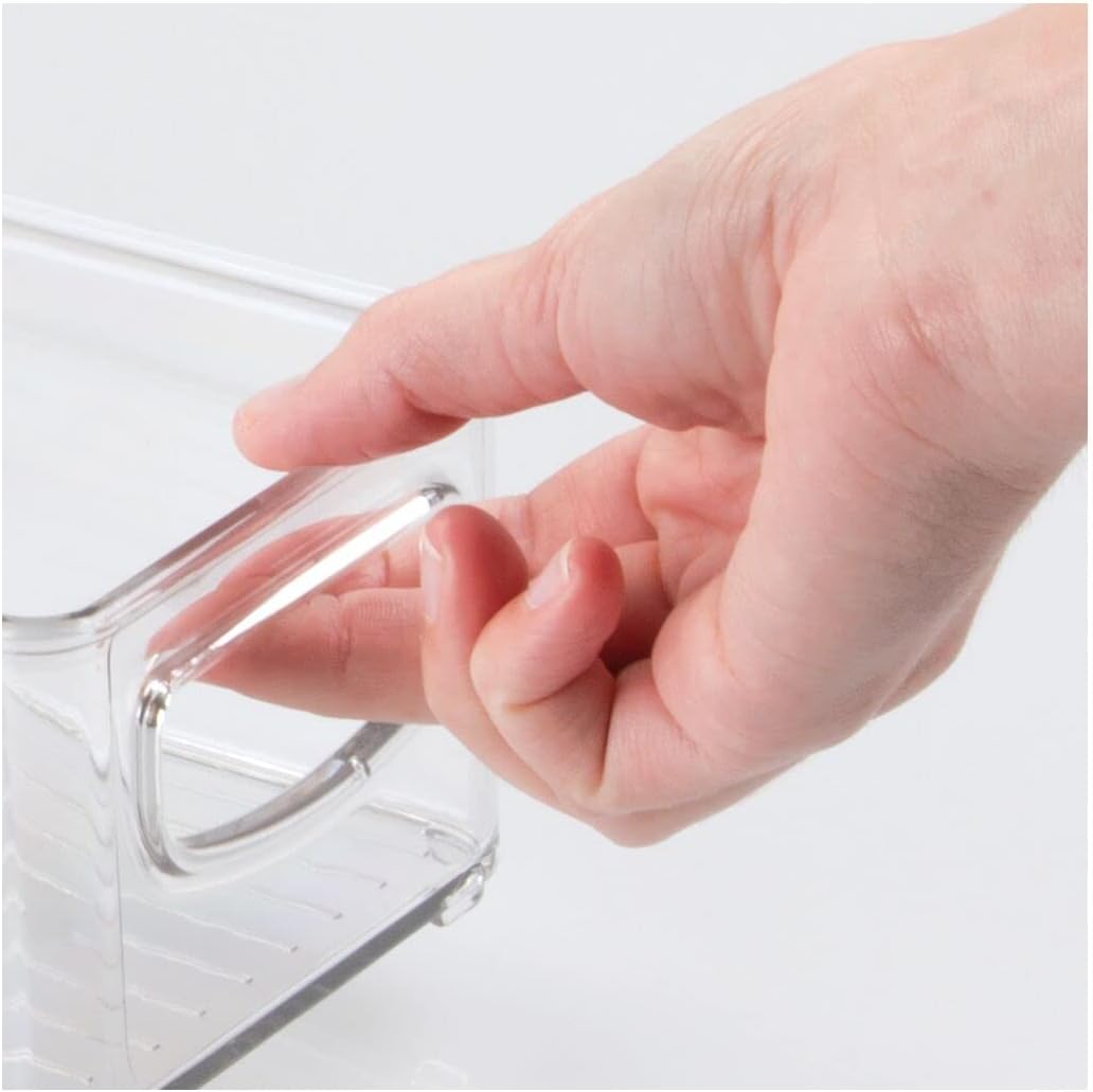 mDesign Plastic Office Supply Organizer - Storage Holder Bin with Handles for Desk Drawer, Cabinet - Pencil, Pen, Envelope and Supplies Container Basket - Ligne Collection - 2 Pack - Clear