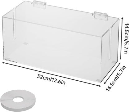 NiHome Large Clear Acrylic Cable Management Box, Power Strip Organizer with Ventilated Cover and Silicone Feet, Includes Reusable Ties, Transparent Cord Hider for Desk and Floor