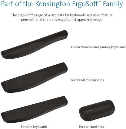 Kensington ErgoSoft Wrist Rest for Slim, Compact Keyboards, Black (K52801WW), 3.9 x 0.4 x 11.1 inches
