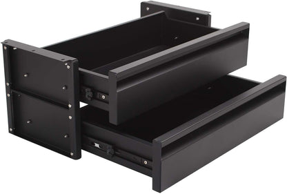POPMOON 13.8 in Under Desk Drawer For Desk, Pull out Storage Organizer with Slide Extension Mounted Under Flat Wooden Table or Workbench, Carbon Steel Undermount Drawer,Black