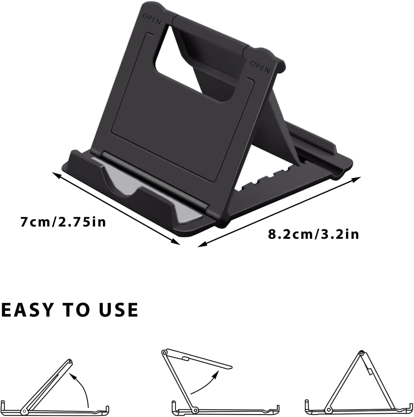 DRM 2 Pack Phone Stand Holder for Desk Portable Cell Phone Holder Multi-Angle Adjustable Compatible with iPhone, Huawei Galaxy Phones Tablet with 4-7.9 inch Display