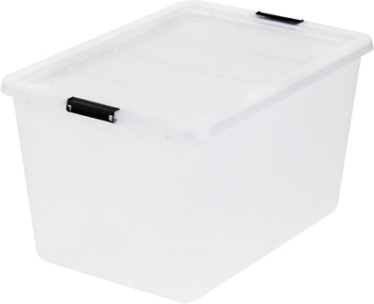 IRIS USA 18 QT Clear Storage Organizer with Removable Dividers, Stackable Plastic Storage Box with Lid, Modular Container for Crafts, Tools, Office & Pantry Organization
