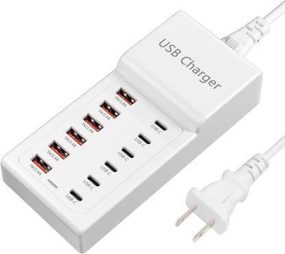 USB Charging Station 50w10A 12 Ports Multiple Charging Block, USB C Strip for iPhone 13/14/15/16/17/Smartphone/Tablet/Watch/Headphones and Multiple Charger Plug