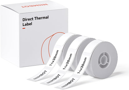 NIIMBOT White Cable Label Maker Tape for D11/D110/D101 Label Maker, 12.5 x 109 mm (0.49'' x 4.29''), 3 Rolls, Thermal Label for Home Office Labeling Tape Replacement