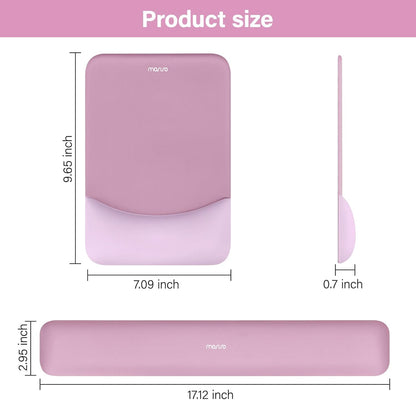 MOSISO Wrist Rest Support for Mouse Pad&Keyboard Set, Rectangular Ergonomic Mousepad Non-Slip Base Home/Office Pain Relief&Easy Typing Pad with Neoprene Cloth&Raised Silicone Lining, Green