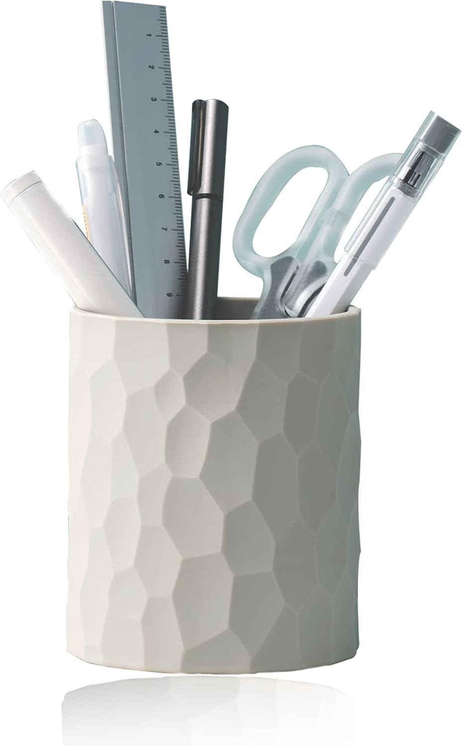 minimaliving Pen Holder,Nordic Style Silicone Waterproof Pencil Holder for Desk Simple&Modern Minimalist Makeup Organizer Multifunctional Office Supplies for Home,Kids and School(Beige)