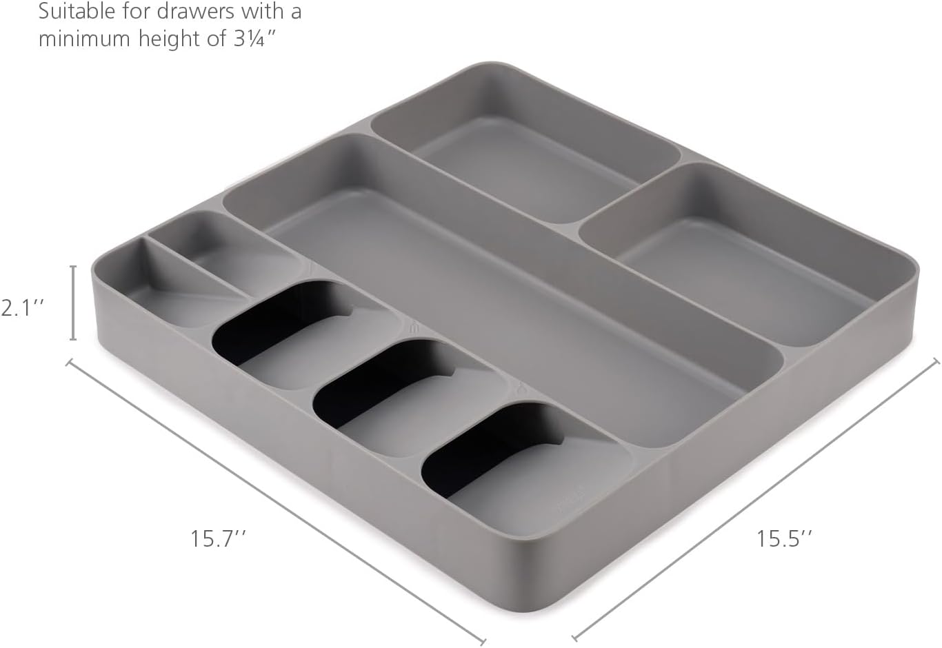 Joseph Joseph DrawerStore Compact Utensil Organizer For Kitchen Drawer Silverware, Flatware Tray, Small, Grey