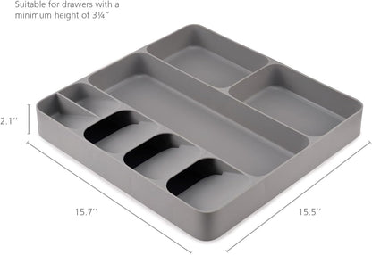 Joseph Joseph DrawerStore Compact Utensil Organizer For Kitchen Drawer Silverware, Flatware Tray, Small, Grey