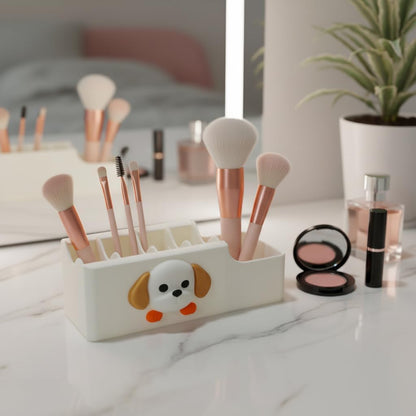 Cable Management Box, Dog Pattern Cord Organizer for Desk, Small Storage Tray for Cables, Chargers, Adapters, Power Strip, Nightstand Organizer, White (6.2 x 3.3 x 2.2 Inch)