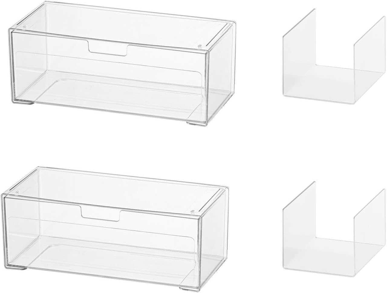 MORNITE Bathroom Medicine Cabinet Organizer Set, Narrow Compact Makeup Shelves Holder for Lipstick, Cosmetic, 2 Pcs Trays for Cabinet Door Wall, Vanity - Clear