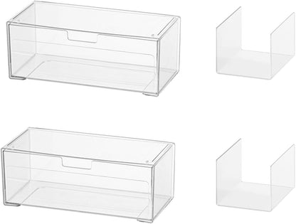 MORNITE Bathroom Medicine Cabinet Organizer Set, Narrow Compact Makeup Shelves Holder for Lipstick, Cosmetic, 2 Pcs Trays for Cabinet Door Wall, Vanity - Clear