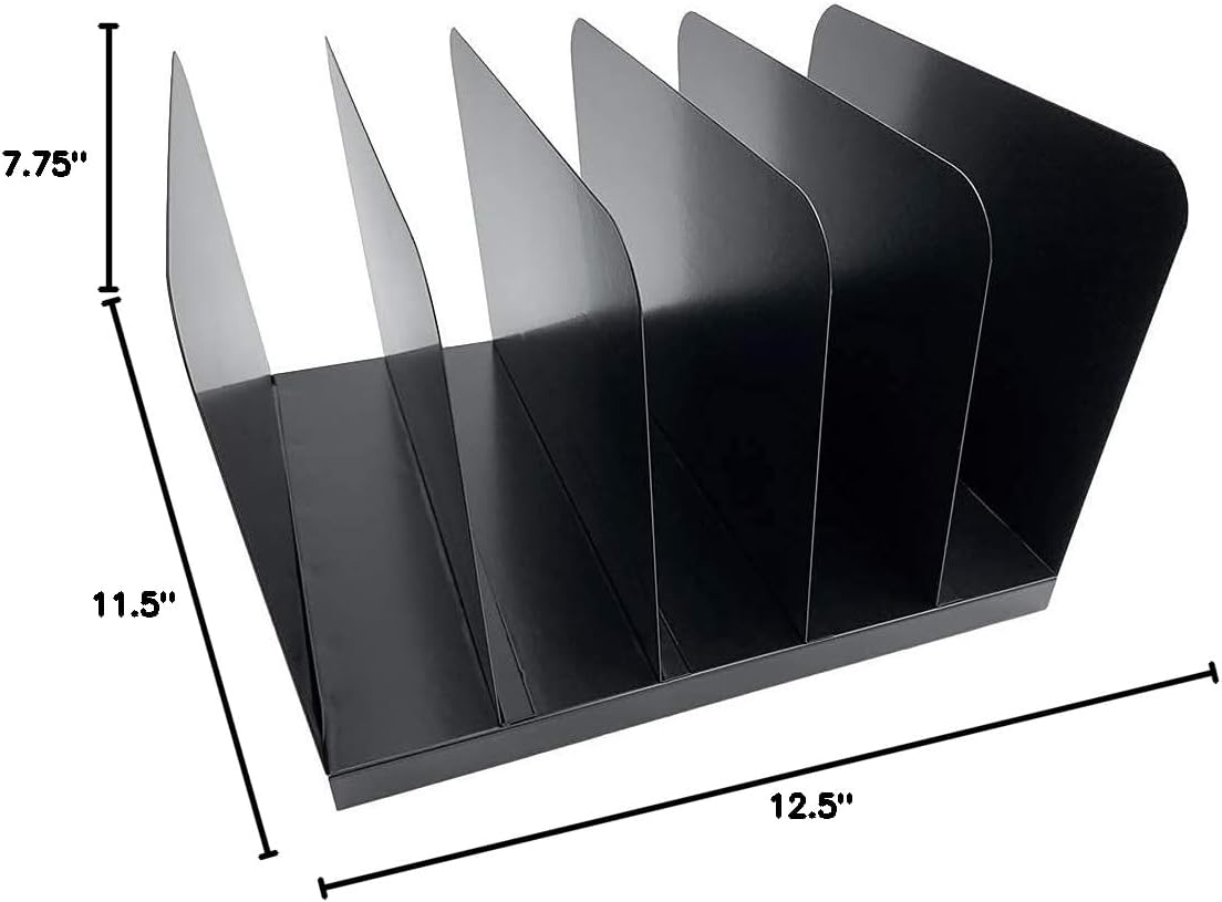 Huron Desktop File Binder Organizer Storage Vertical 8 Slot, Black Commercial Grade Steel