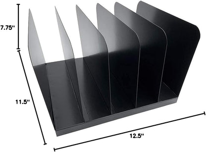 Huron Desktop File Binder Organizer Storage Vertical 8 Slot, Black Commercial Grade Steel