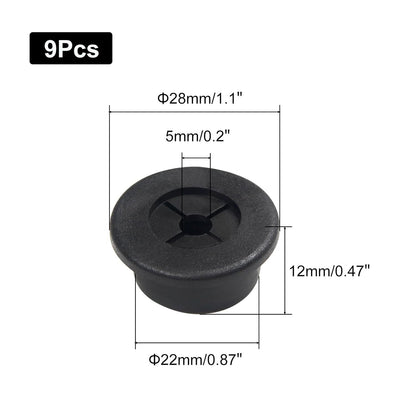 1 Inch Cable Grommet (25mm) – 12 Pcs Flexible Rubber Wire Hole Covers for Server Racks, Network Boxes, Thick Cable Management (Black)