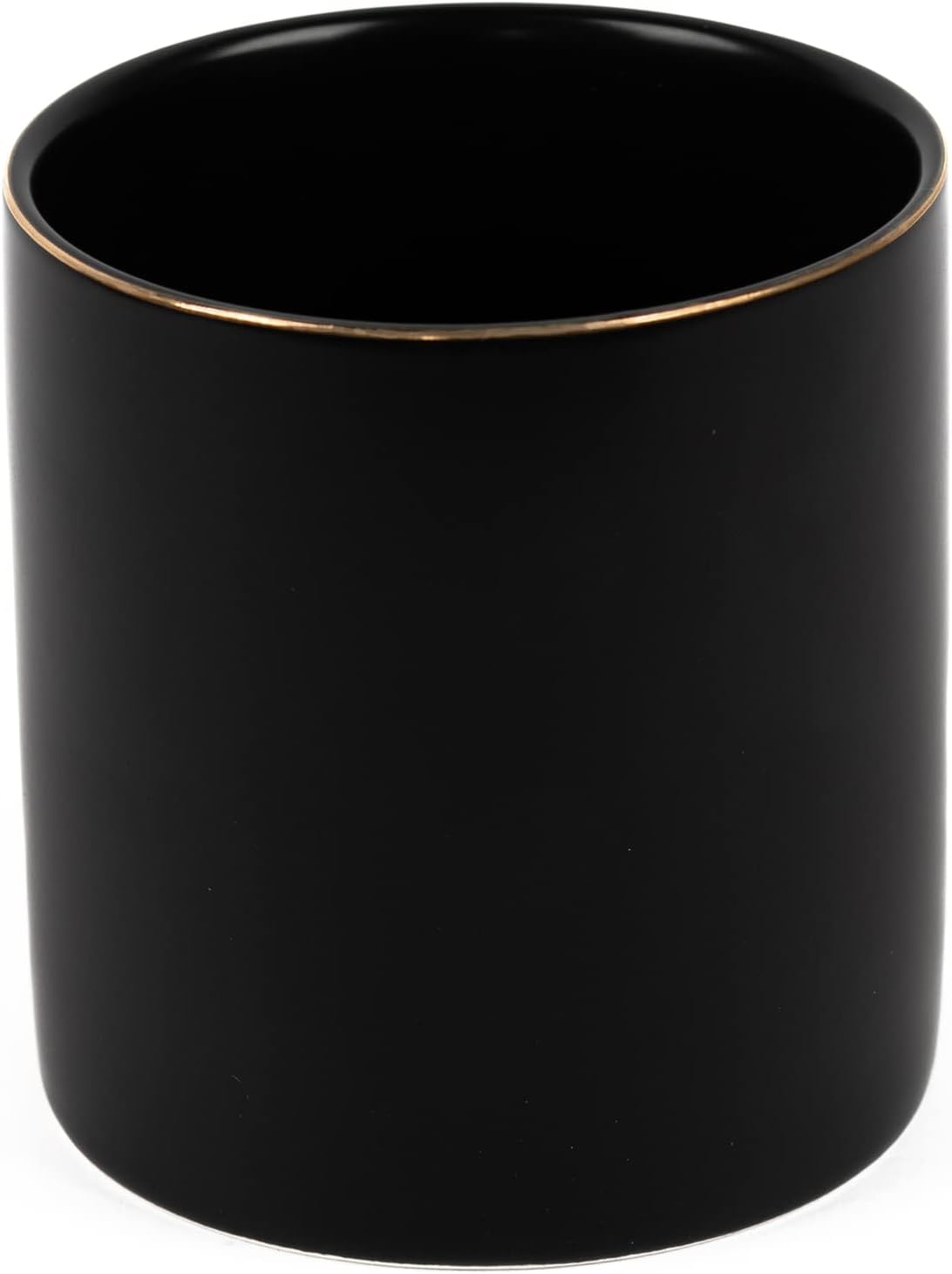 HANKOR Ceramic Pencil Holder for Desk - Cute Gold Trim Pen Aesthetic Makeup Brush Cup Holder Organizer for Desktop Storage Stationery Office Home Supplies, White