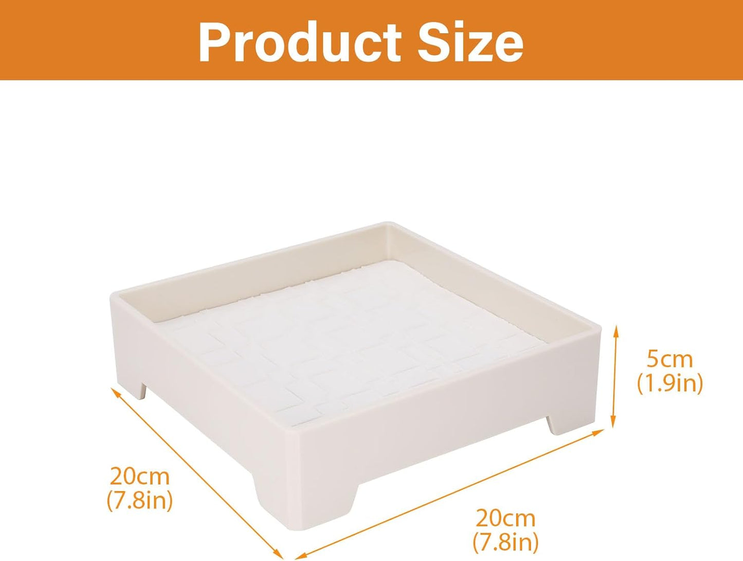 Square Vanity Tray with Cushion, 8" x 8" Desktop Organizer, Valet Tray for Jewelry, Perfume, Keys, Eyewear, Nightstand Catchall Tray for Dresser, Entryway, Living Room, Beige