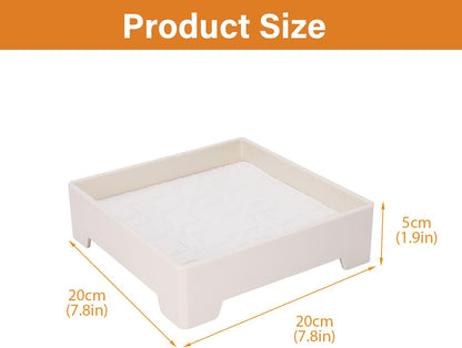 Square Vanity Tray with Cushion, 8" x 8" Desktop Organizer, Valet Tray for Jewelry, Perfume, Keys, Eyewear, Nightstand Catchall Tray for Dresser, Entryway, Living Room, Beige