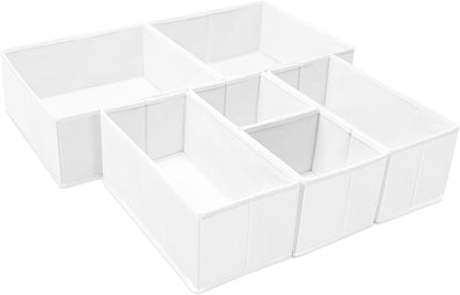 Criusia Foldable Underwear Drawer Organizer, Closet Dividers, Storage Box for Clothes, Socks (6 Bins, Gray)