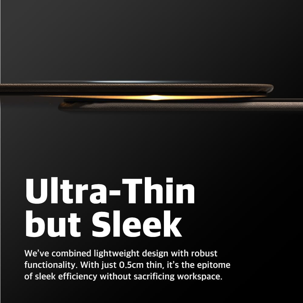 POUT H3 Wireless Charging Mouse Pad – Qi-Enabled Fast Charger Built into Sleek Desk Mat, Compatible with Phones, Earbuds & More(Dust Gray)