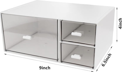 Desk Organizer with Drawers Stackable Storage Drawers, Plastic Compact Desk Storage Box Great for Office School Home Small Space- 1drawers (White)