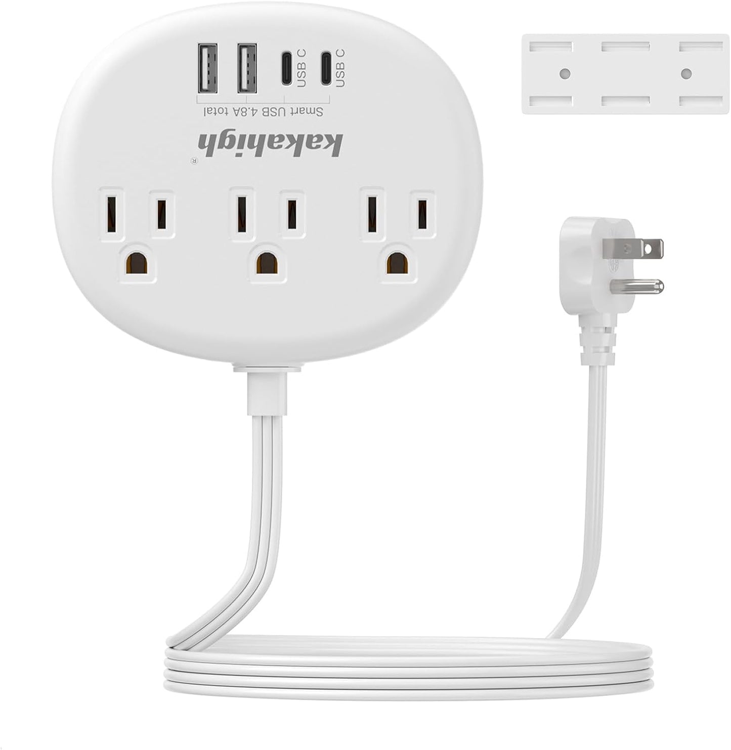 Pink Extension Cord with Surge Protected 1080J - 5 FT Kawaii Power Strip, 1625W Cute Extension Cord with 3 AC Outlet 4 USB (24W/4.8A), Compact for Cute Pink Kawaii Desk Home Essentials