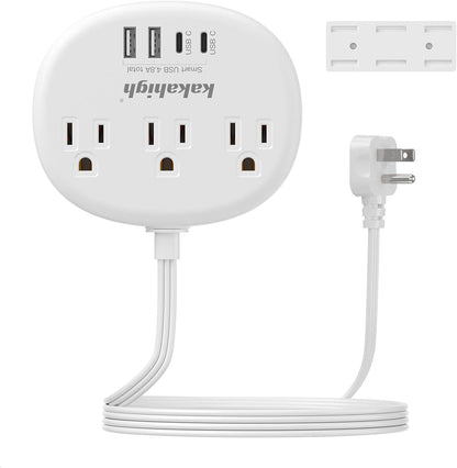Pink Extension Cord with Surge Protected 1080J - 5 FT Kawaii Power Strip, 1625W Cute Extension Cord with 3 AC Outlet 4 USB (24W/4.8A), Compact for Cute Pink Kawaii Desk Home Essentials