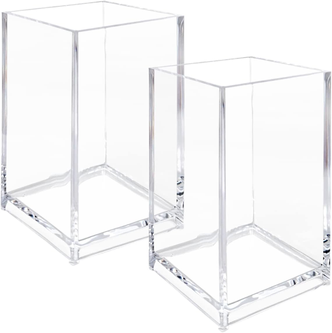 Newkita 3 Pack Clear Acrylic Cosmetic Pencil Pen Holder Cup, Clear Makeup Brush Holder, Desk Acrylic Brushes Storage