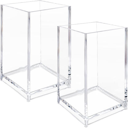 Newkita 3 Pack Clear Acrylic Cosmetic Pencil Pen Holder Cup, Clear Makeup Brush Holder, Desk Acrylic Brushes Storage