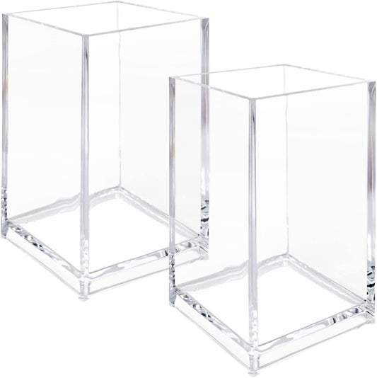 Newkita 3 Pack Clear Acrylic Cosmetic Pencil Pen Holder Cup, Clear Makeup Brush Holder, Desk Acrylic Brushes Storage