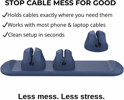 Magnetic Cable Organizer for Desk & Nightstand 3 Clip Cord Holder with One-Hand Access 3M Adhesive Cable Clips, N52 Magnetic Cord Holder for Phone, USB-C & Laptop Cables